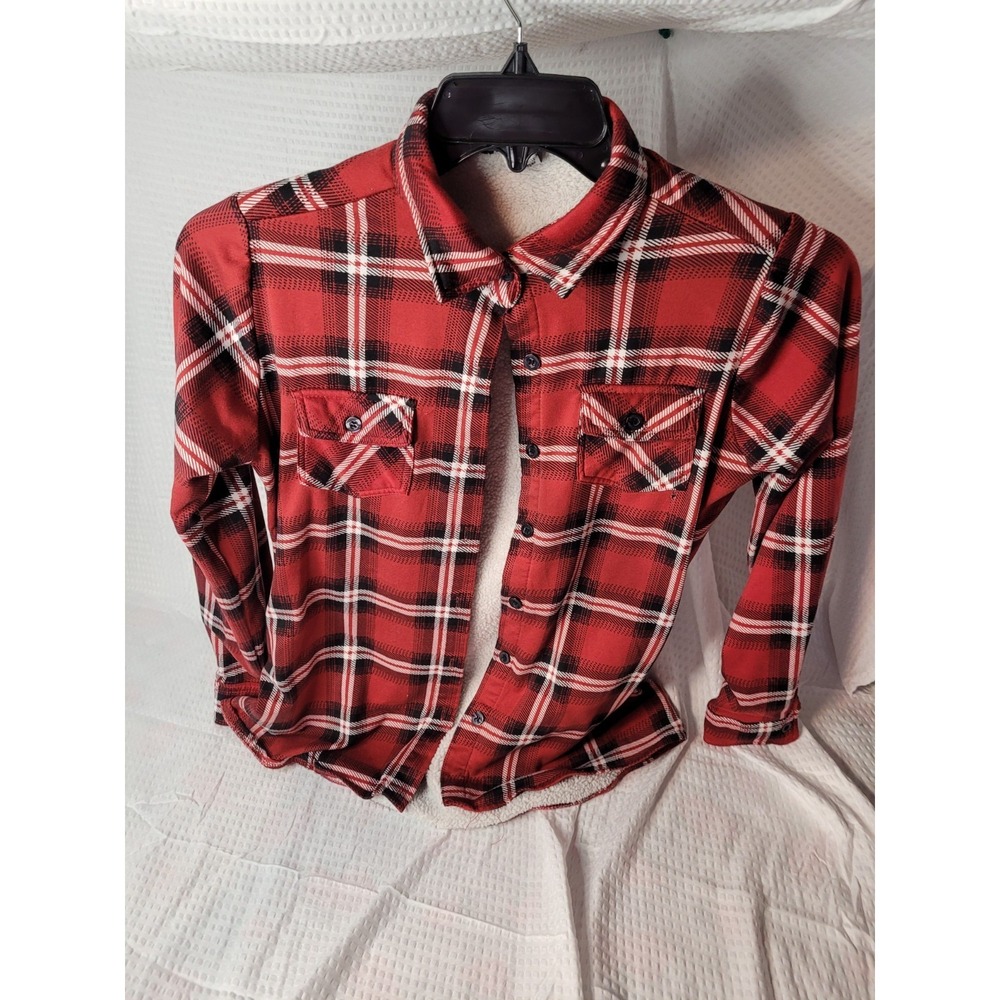 Womens Rue 21 Sherpa lined Flannel XS Red/ black